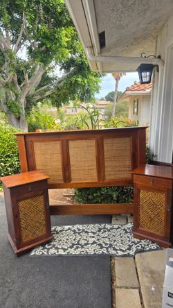 Pier 1 imports wood headboard and two night stands