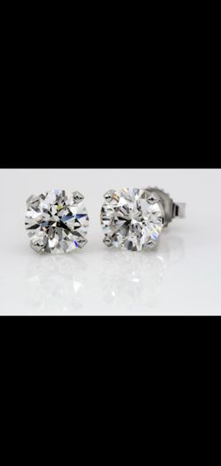 4.14 Carat E Color Diamond Round Earrings