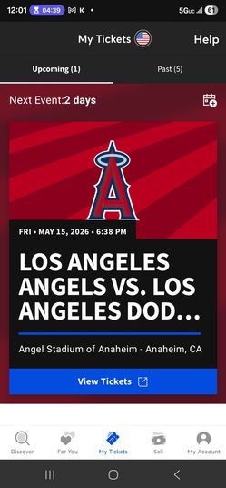MAY 16TH DODGERS VS ANGELS TOCKET ONOY ONE AVAILABLE. EITHER I SELL OR I GO.