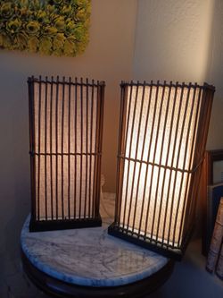 Pair of Rattan Uplights, Rustic Charm in the Bedroom, Living Room, Even Patio. Beautiful 14" Tall