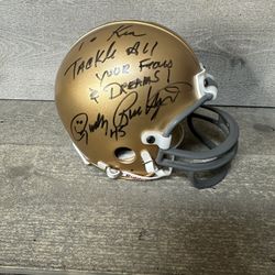 Rudy Ruettiger Signed Autographed Notre Dame Irish Mini Helmet Riddell 3 5/8 