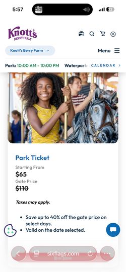 Knott’s tickets X4