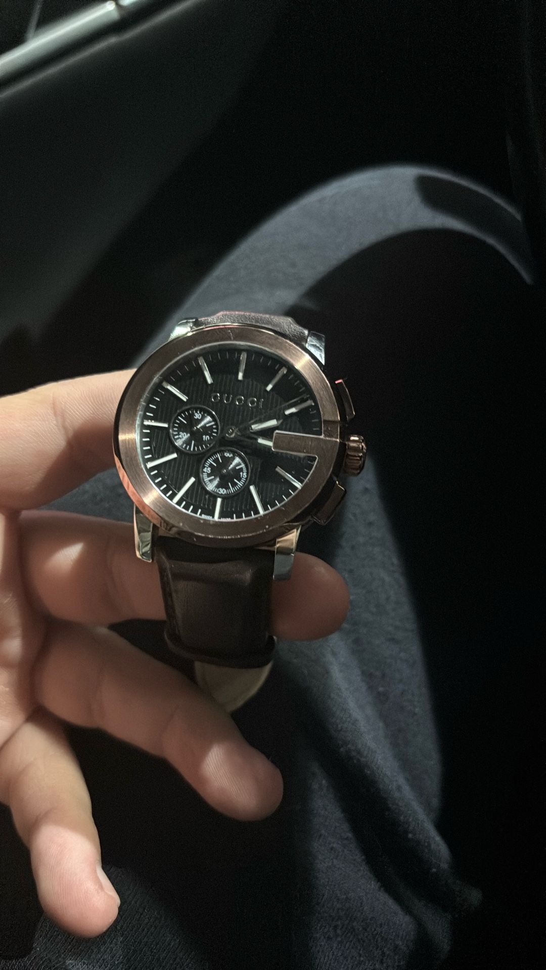 G Chrono Xl Brown Leather Gucci Watch 