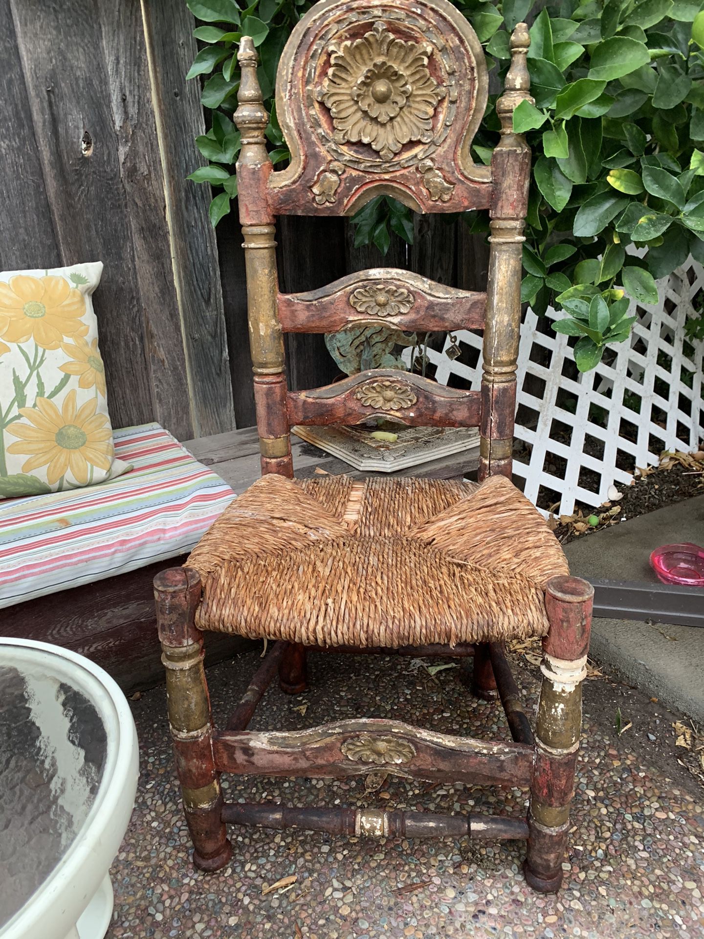 Vintage Mexican hand carved hacienda chair