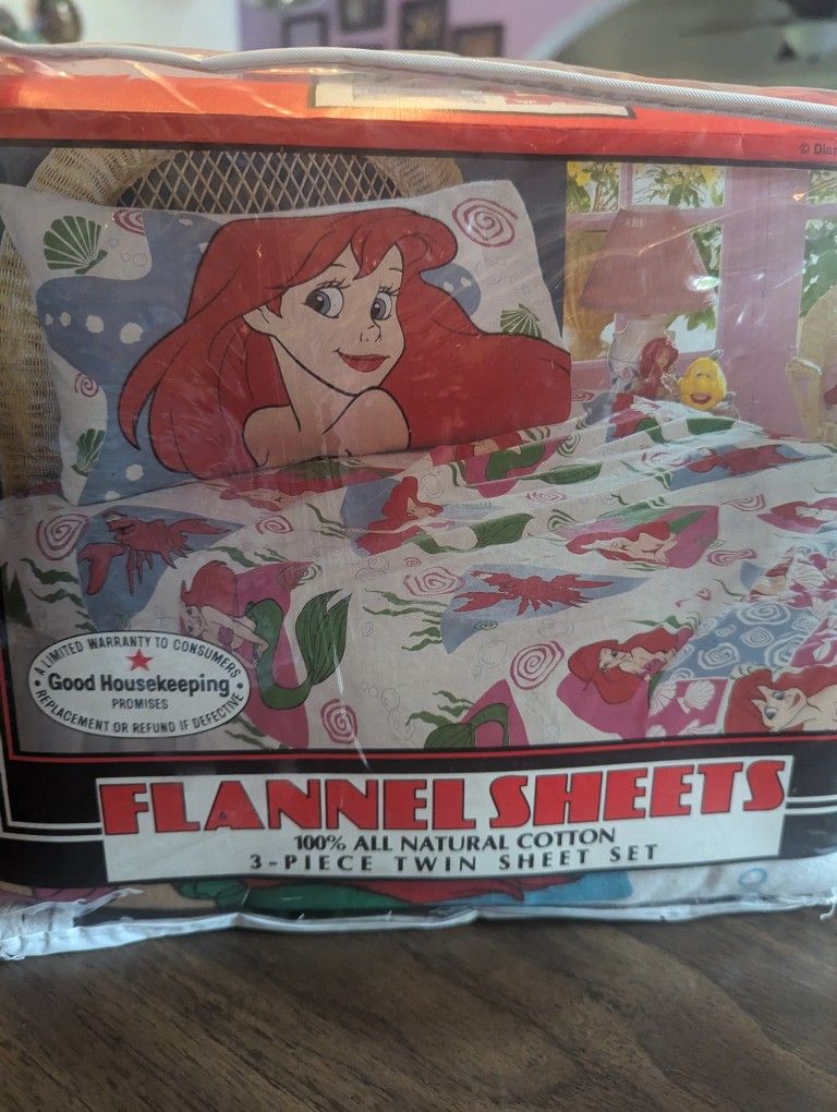 Super Rare Vintage Little Mermaid Flannel Sheets