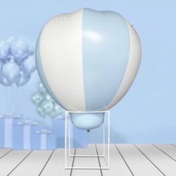 Blue White Half Hot Air Balloon, 4.9 Feet PVC Hot Air Balloon Decorations For Birthday Wedding, Baby Shower, Outdoor Party Or Events Etc. Including Ai
