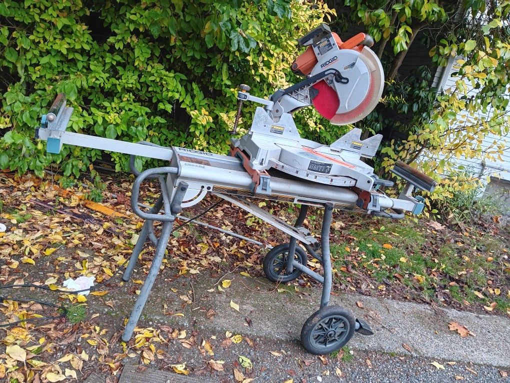 Ridgid 12in Double Compound Miter Saw With Wheeled Stand
