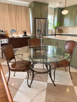 Round Glass Dining Table with 4 Chairs