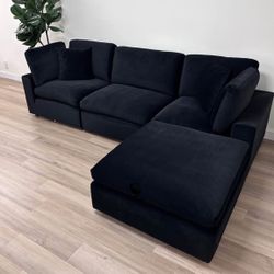 Black Velvet Modular Cloud Couch Sectional