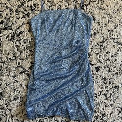 Blue Sequin Mini Dress (Large)