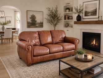Real Leather Brown Couch