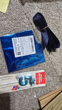 Number 5 Birthday Candle, Blue Foil no 5 Balloon, and Navy Ribbon Set