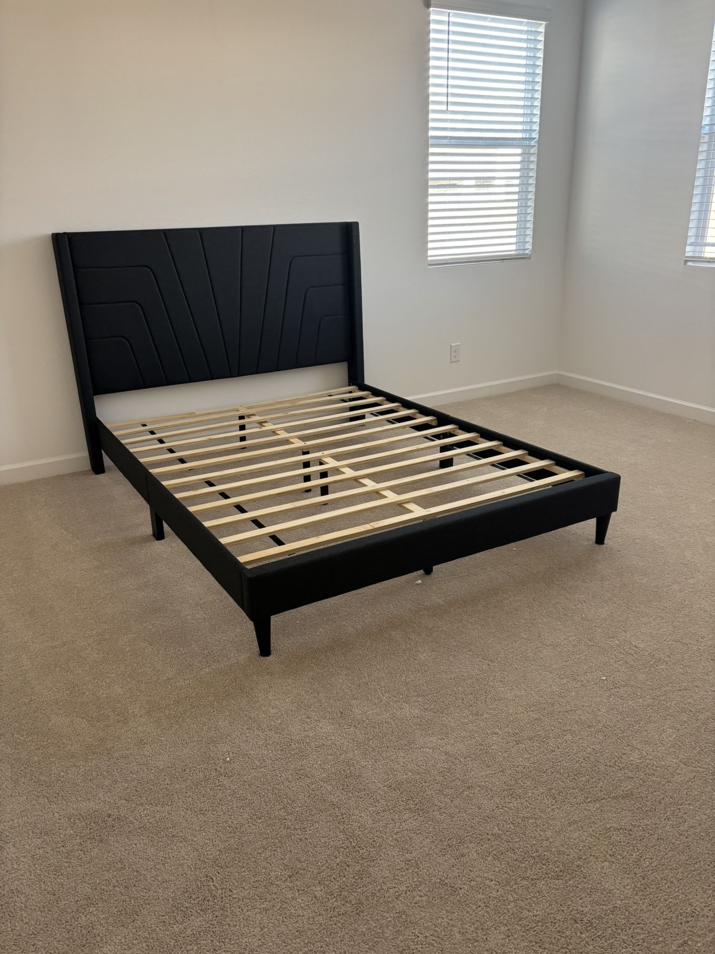 Dark Gray Queen Size Bed Frame Platform