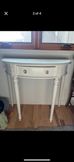 White Half Moon Console Table