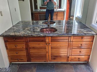 Matching Solid Wood Master Bathroom Vanities – Granite Tops, Copper Vessel Sinks $1395 OBO