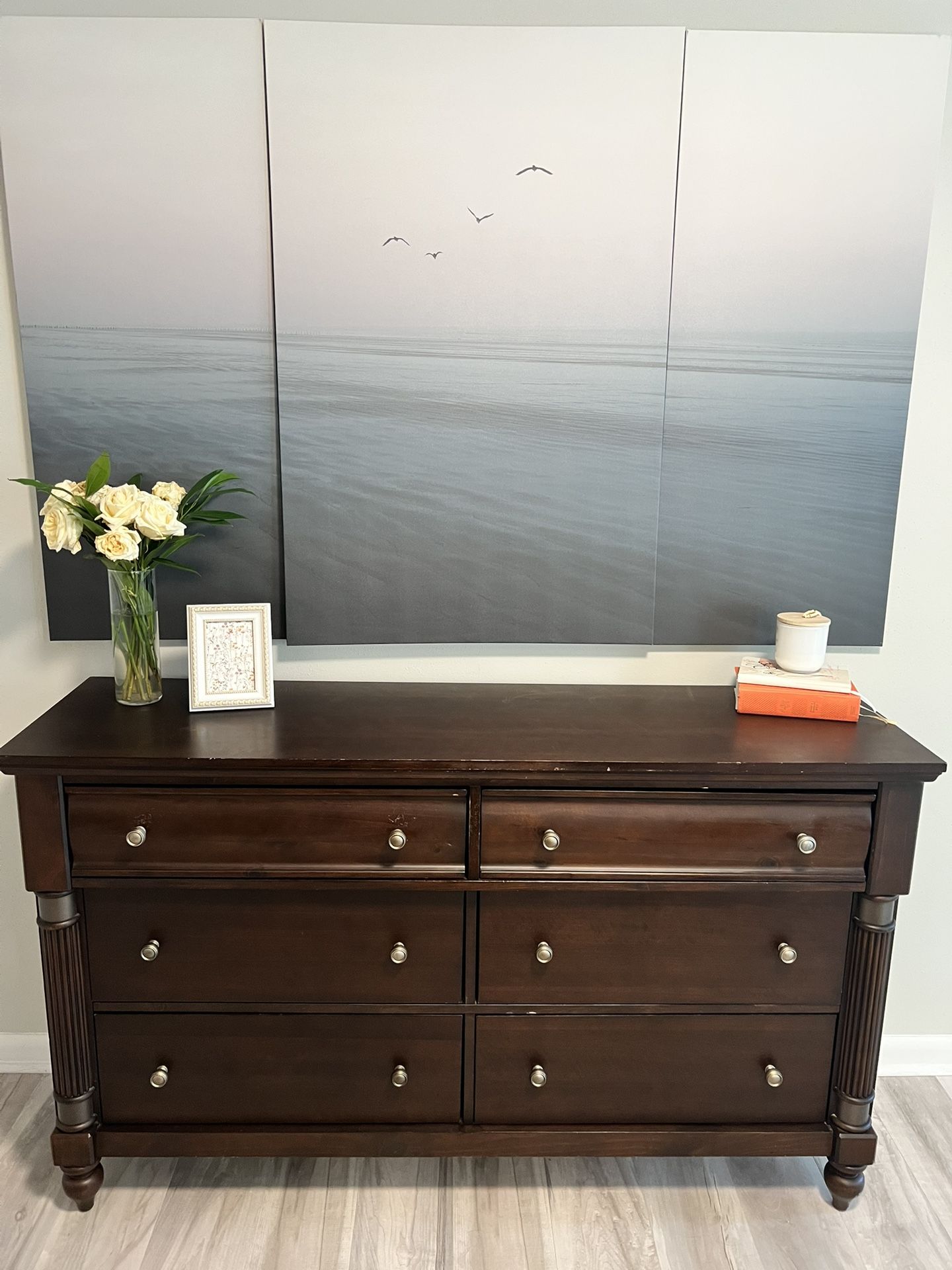 Classic Dark Wood 6-Drawer Dresser – Great Condition - $175 OBO