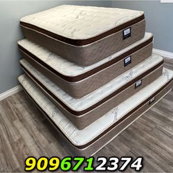 12in Queen Size Organic Cloud Comfort Europillow Top Mattress and Boxspring