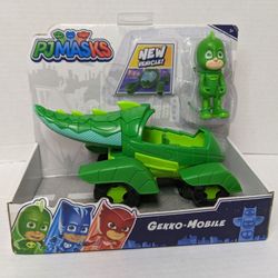 PJ Masks Gekko & Gekko Mobile Toy, 2-Piece Poseable Green Action Figure and Vehicle Set - NEW