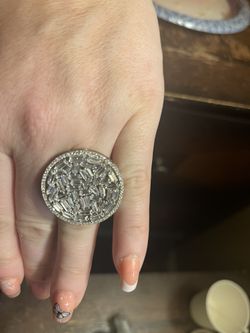 NEW! Womens Baguette Circle 925 Silver CZ Cocktail Ring Size 7.5