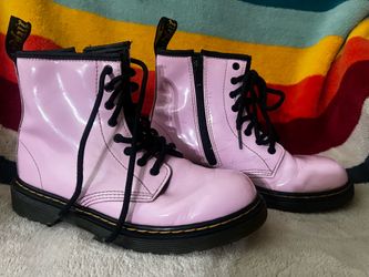 Dr. Martens 1460 J Pink Patent Leather Boots Ankle Zip Womans 5.5