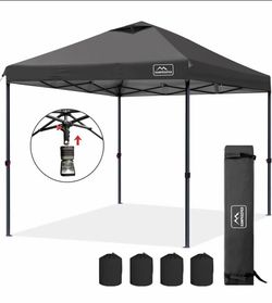 One Person Setup 10x10 Pop up Canopy Tent, Instant Portable Canopy, One Push Outdoor Canopy with 3 Adjustable Heights, Wheeled Carry Bag, Bonus 8 Stak