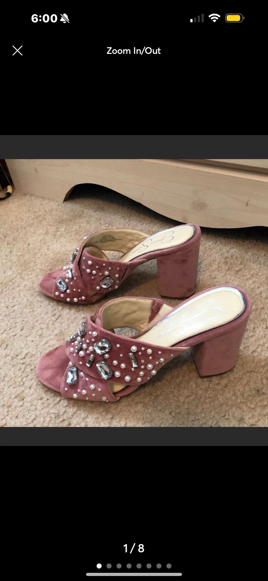 Jessica Simpson heels pink suede gems 8