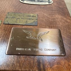Antique Vintage Piano Nameplate Sign Board Donald Barr Universal Piano Co Estate