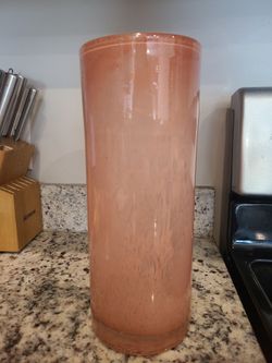 Tall Pink Glass Cylinder Vase