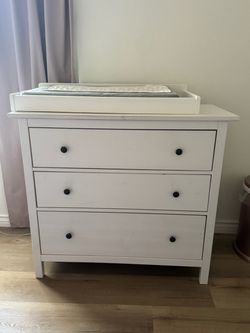 IKEA Hemnes 3-Drawer Dresser (white)  + changing table + Full Organic changing mattress