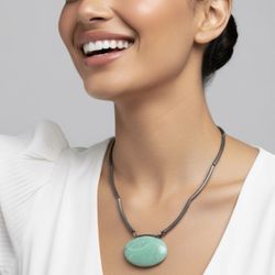 Sterling 925 Turquoise Cabochon Necklace 