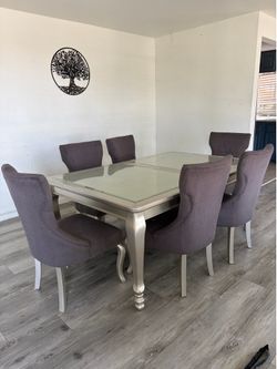 Ashley gray  dining table with 6 chairs