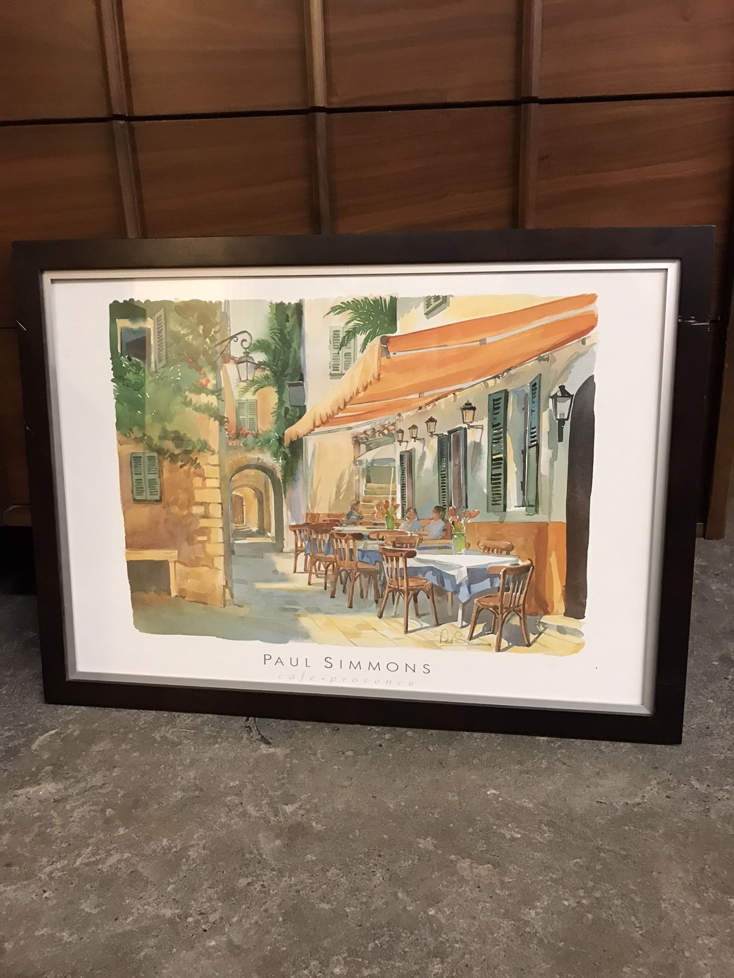 Paul Simmons Print Signed Framed Cafe Provence Home Decor
