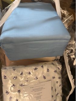 Home Reflections 1000TC Cotton Blend Sheet Set w/ Extra Cases Blue Split King