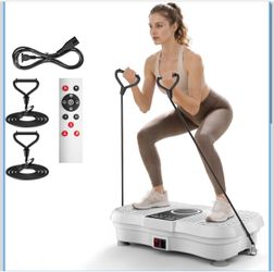 Vibration Plate Fitness Platform Exercise Machine Vibrating Shaking Workout 120/250 Speeds 350/450LB Capacity with Resistance Band for Lymphatic Drain