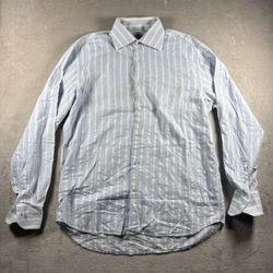 Vintage Gianfranco Ferre Studio Mens 16 41 Blue Stripe Business Button Shirt#10A