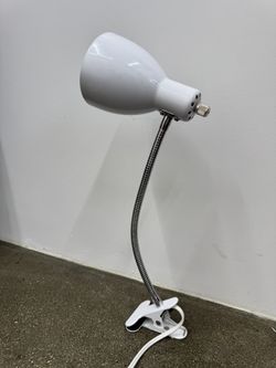 White Clamp Desk Lamp – Adjustable Arm + Bulb