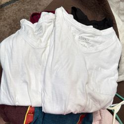 Two Medium White Long Sleeve T-Shirts