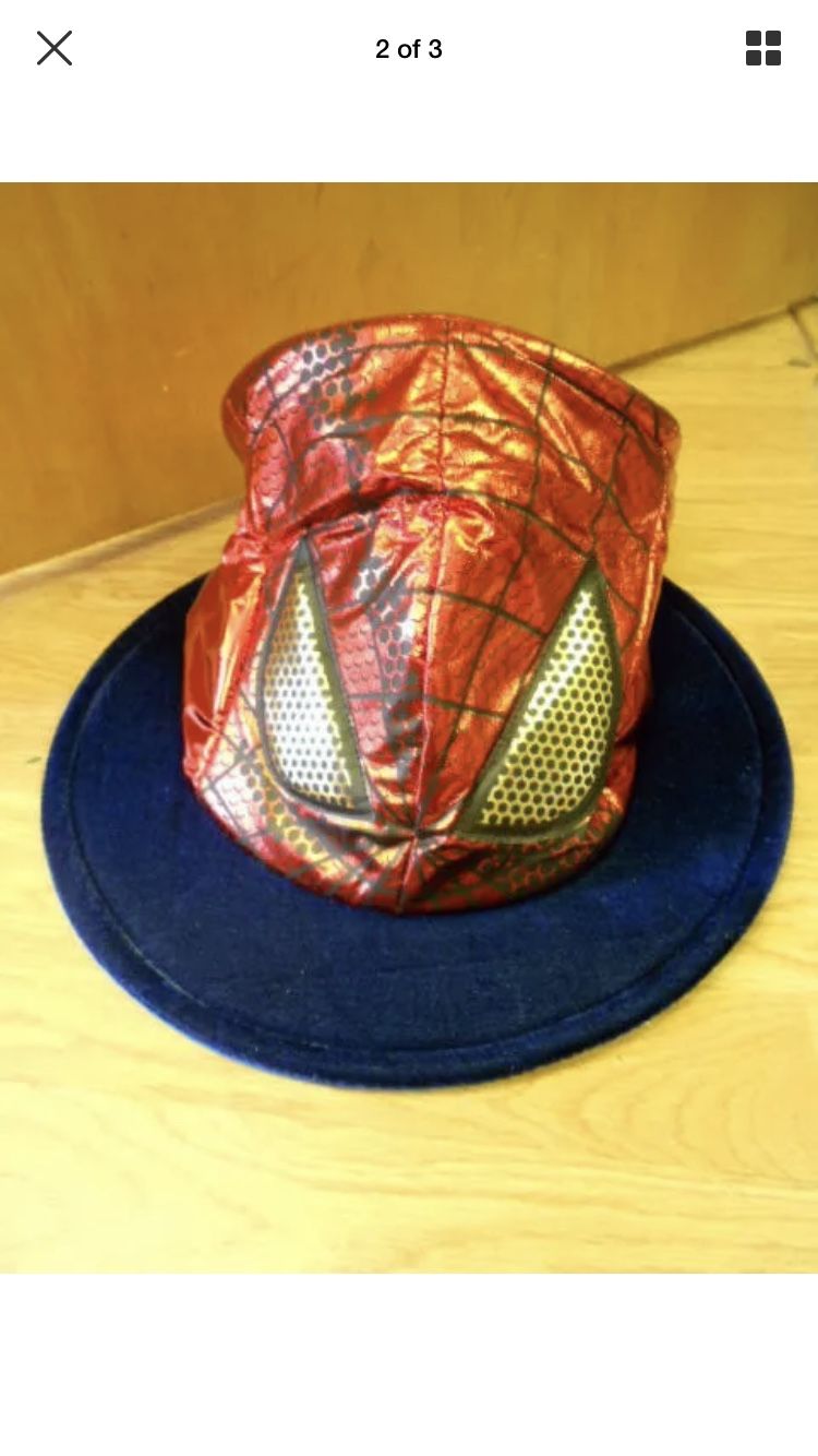 Marvel The Avengers Red Shiny Lame SPIDERMAN MAD HATTER Movie Costume Top Hat