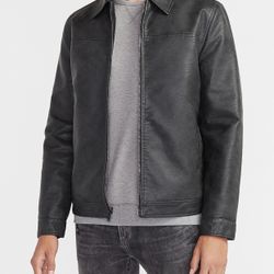 BLACK VEGAN LEATHER REVERSIBLE JACKET - Medium