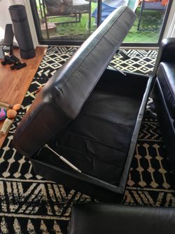 FREE must go - big black faux leather storage ottoman