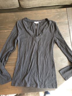 Long Sleeve Plain V Neck