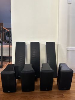 7- piece multi-channel home theater speakers package. Klipsch Gallery Series