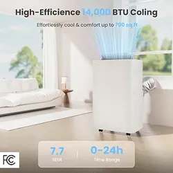 Candy 14,000 BTU Portable Air Conditioner for Rooms up to 700 Sq.Ft,3-in-1 Cooling/Dehumidifier/Fan AC Unit 3 Speed,Auto Swing,Remote Control,Window K