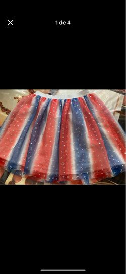 Cat & Jack Patriotic Mesh Skirt (Red, White, and Blue, for July 4th) Girls' Size 10/12