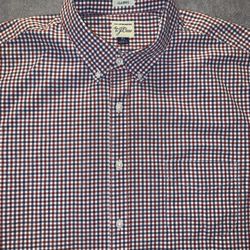 J Crew Vintage Size Extra Large Shirt Long Sleeve Gingham Plaid White Red Blue