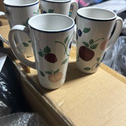 Set De 4 Tazas Altas  Orchard  Princess House Nuevas  No Caja Precio 60