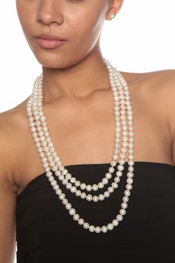66 inches faux glass pearls necklace