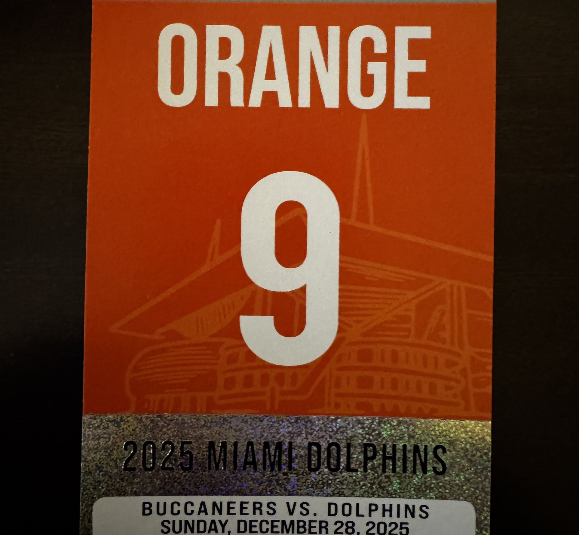 Buccaneers vs Dolphins Orange Parking Pass