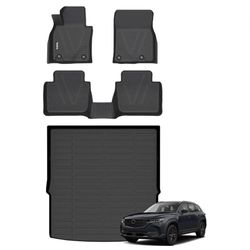 All-Weather Floor Mats & Cargo Liner Set Custom for Mazda CX-50 2023 2024 TPE Rubber Trunk Floor Mat Interior CX50 Set Accessories Black

