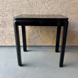 One Heavy Solid Wood Black Lacquered MCM Vintage Side Accent Table Night Stand